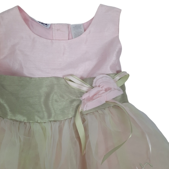Blueberi Boulevard Pastel Satin Chiffon Floral Embroidered Layered Dress‎ Sz 6 - Picture 2 of 9